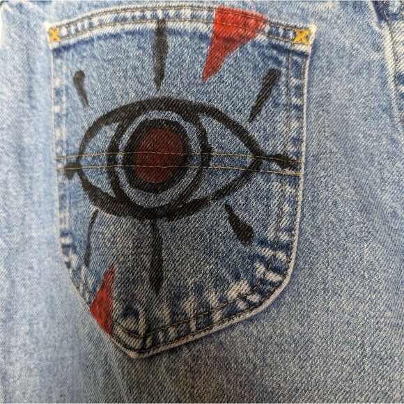 Vintage custom graffiti jeans anime neon genesis evangelion lee riders 12 - Picture 10 of 12